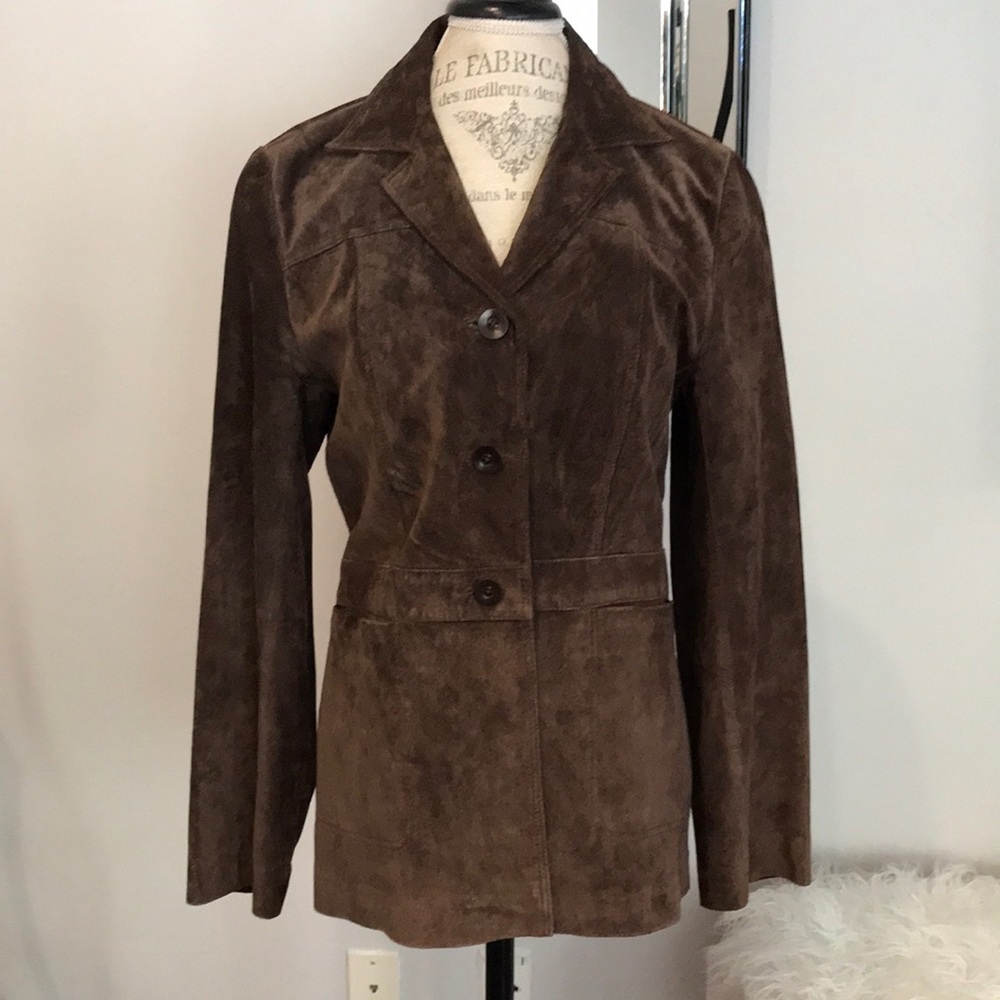 Anonymous by John Carlisle Brown Suede Blazer Jacket Size Large EUC